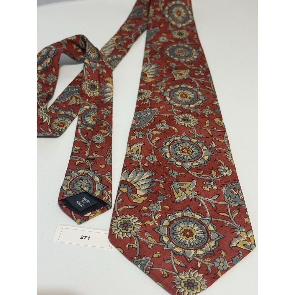 VTG Polo Ralph Lauren Silk Tie 3.75" Red Floral Medallion Paisley Made In USA